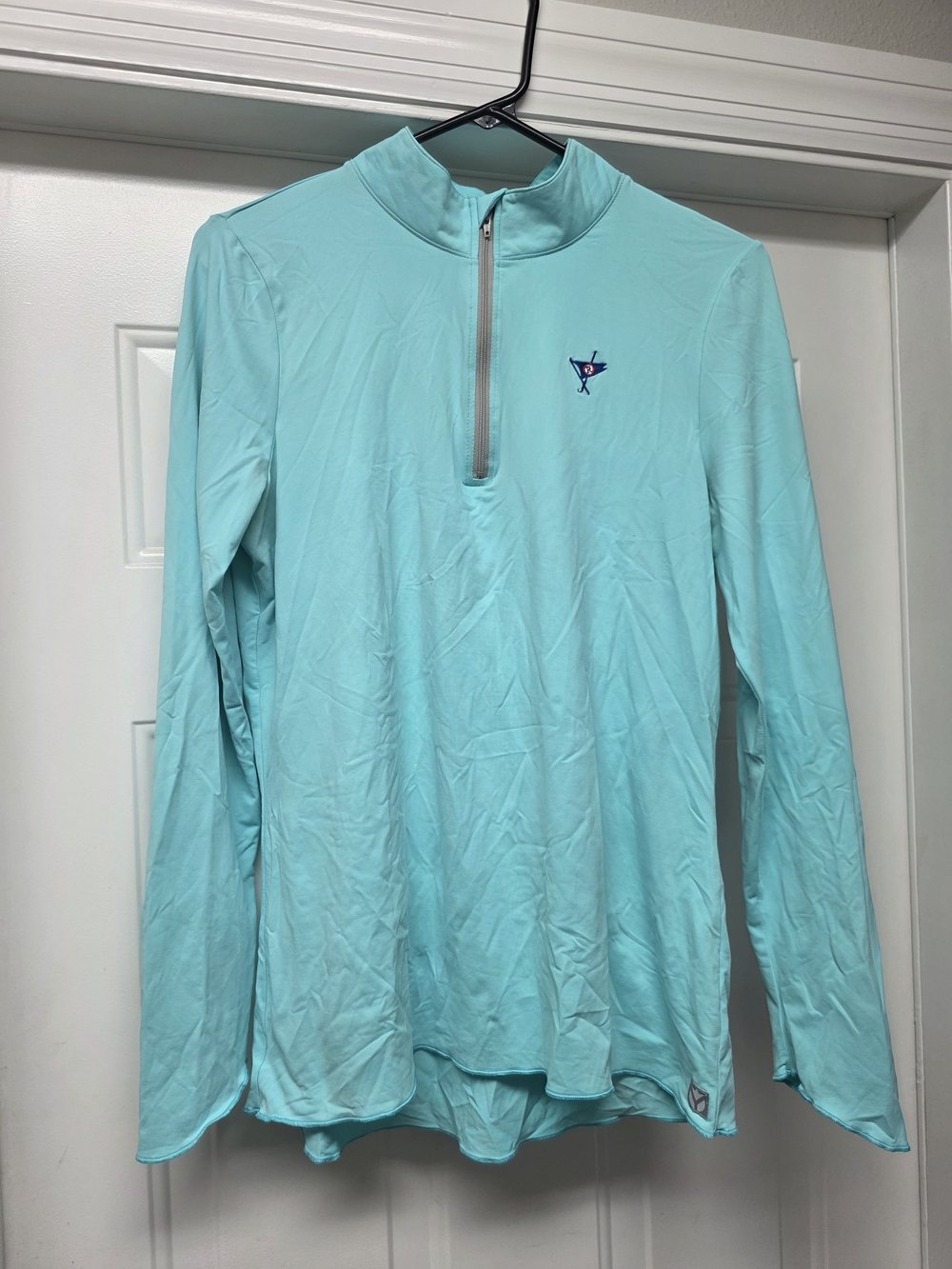 AFF Aqua Mint Long-Sleeve Half-Zip Swim Coverup